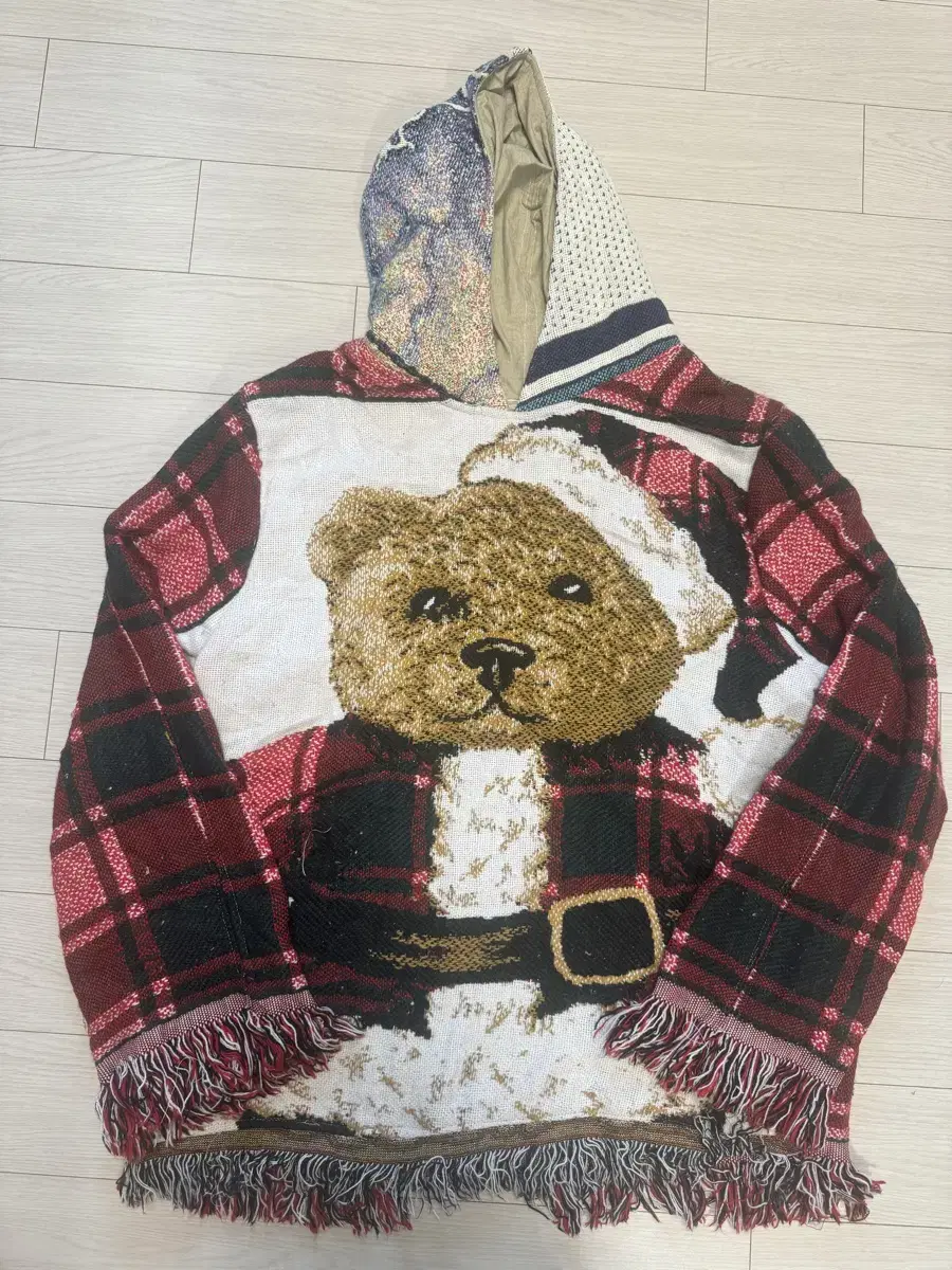 Vintage upcycle blanket hoody bear